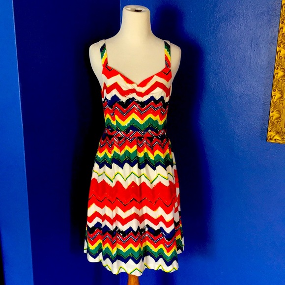 Modcloth Rainbow Brite zig-zag cotton sundress retro mod bright and colorful 🌈 - Picture 3 of 13
